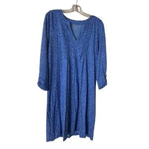 Lilly Pulitzer Fairfax 3/4 Sleeve Dress Alba Blue Easy Peasy Pintucks Tunic L
